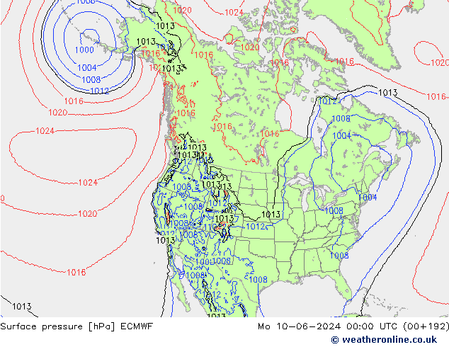 Bodendruck ECMWF Mo 10.06.2024 00 UTC