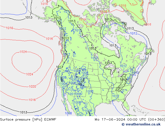 приземное давление ECMWF пн 17.06.2024 00 UTC