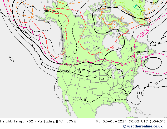 Height/Temp. 700 hPa ECMWF  03.06.2024 06 UTC