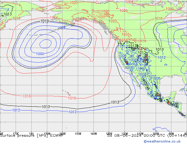 Pressione al suolo ECMWF sab 08.06.2024 00 UTC