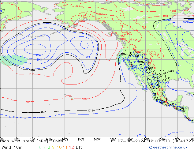 High wind areas ECMWF пт 07.06.2024 12 UTC