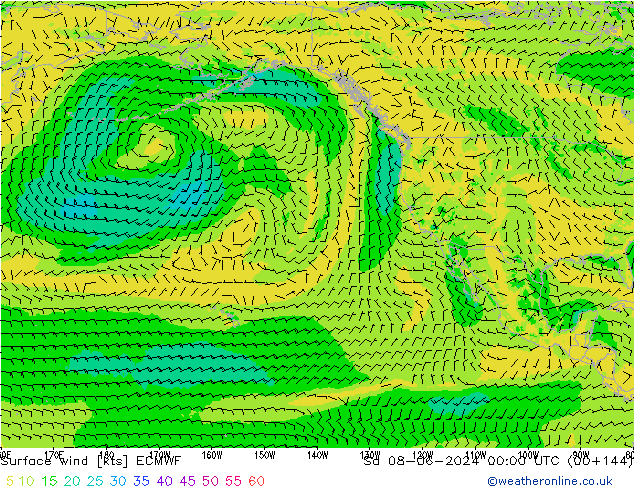 ветер 10 m ECMWF сб 08.06.2024 00 UTC