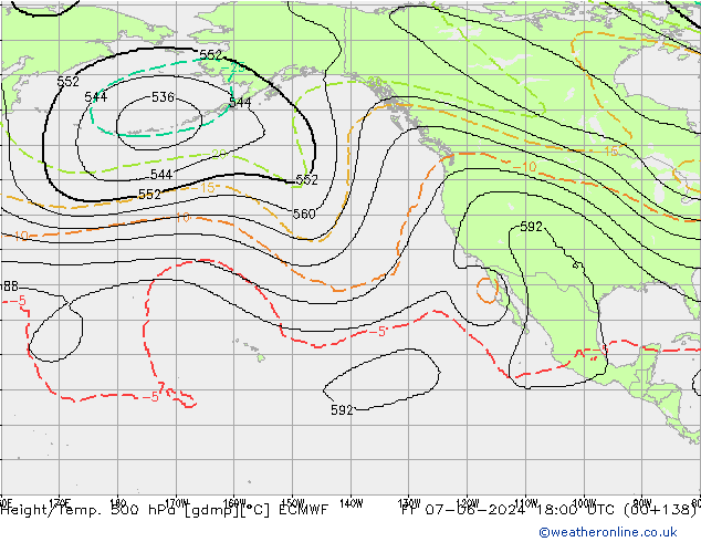 Height/Temp. 500 hPa ECMWF Fr 07.06.2024 18 UTC