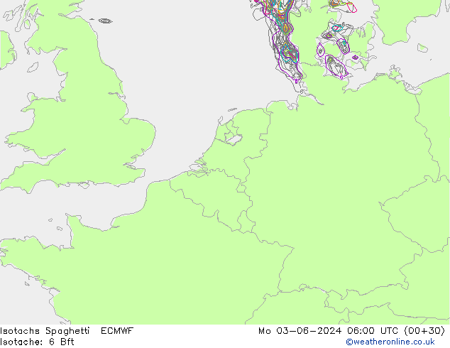 Isotachs Spaghetti ECMWF Seg 03.06.2024 06 UTC