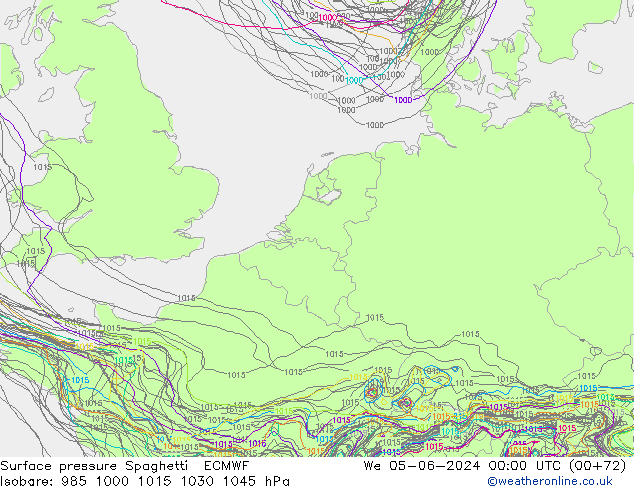 Surface pressure Spaghetti ECMWF We 05.06.2024 00 UTC