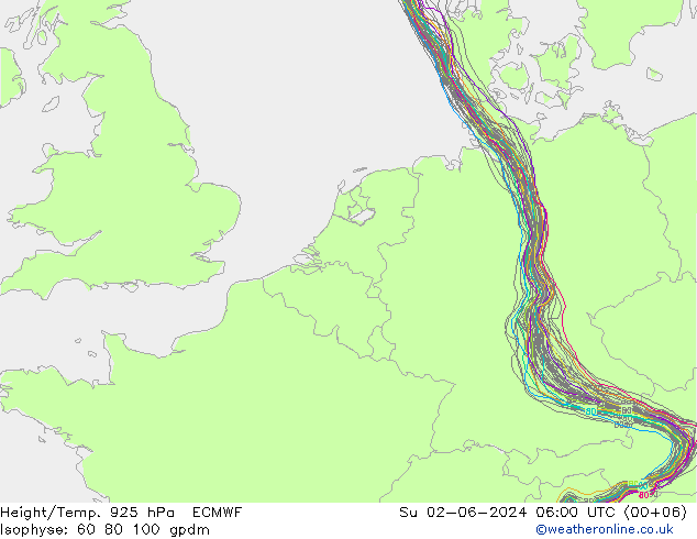 Height/Temp. 925 hPa ECMWF So 02.06.2024 06 UTC