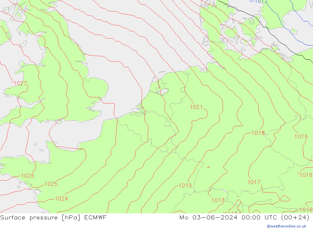 Bodendruck ECMWF Mo 03.06.2024 00 UTC