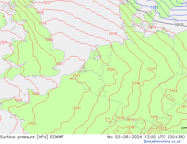 Pressione al suolo ECMWF lun 03.06.2024 12 UTC