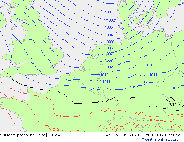 Surface pressure ECMWF We 05.06.2024 00 UTC