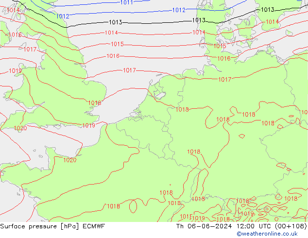 ciśnienie ECMWF czw. 06.06.2024 12 UTC