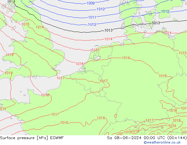 Surface pressure ECMWF Sa 08.06.2024 00 UTC
