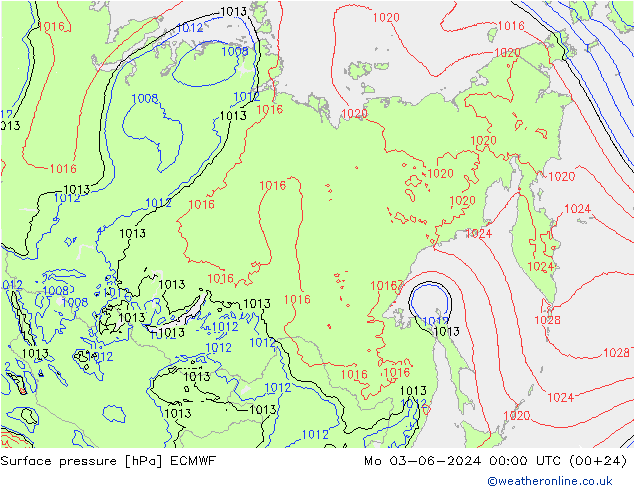 pressão do solo ECMWF Seg 03.06.2024 00 UTC