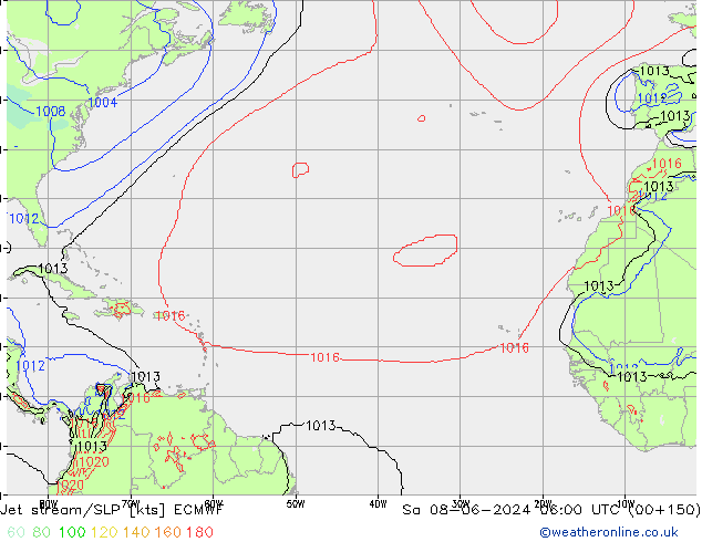 джет/приземное давление ECMWF сб 08.06.2024 06 UTC