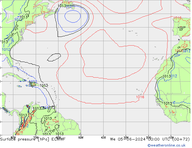 pressão do solo ECMWF Qua 05.06.2024 00 UTC