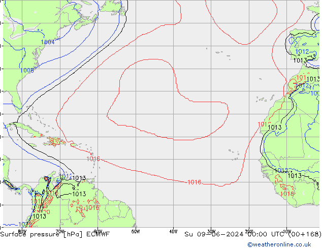 ciśnienie ECMWF nie. 09.06.2024 00 UTC