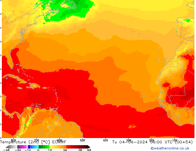 карта температуры ECMWF вт 04.06.2024 06 UTC