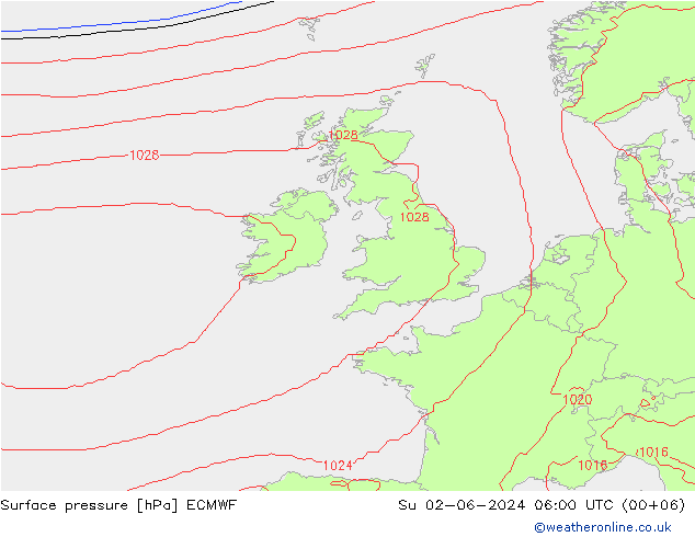 Surface pressure ECMWF Su 02.06.2024 06 UTC