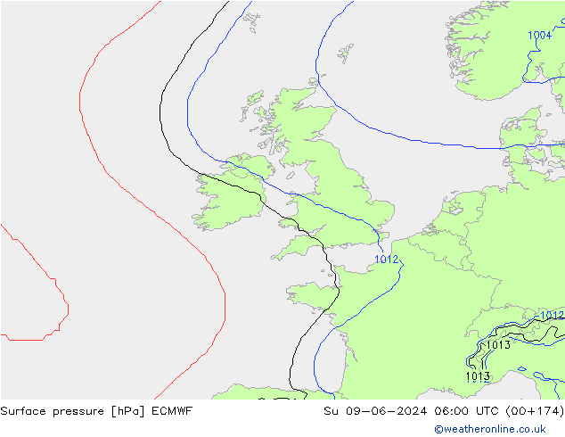 приземное давление ECMWF Вс 09.06.2024 06 UTC
