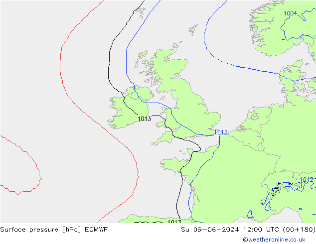 приземное давление ECMWF Вс 09.06.2024 12 UTC