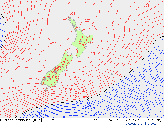 Surface pressure ECMWF Su 02.06.2024 06 UTC