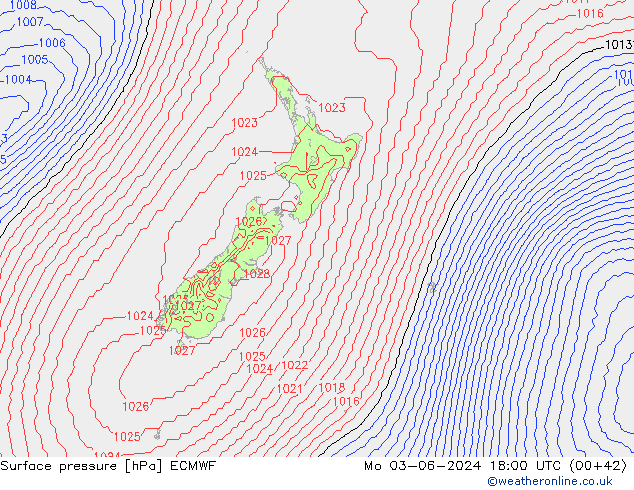 Atmosférický tlak ECMWF Po 03.06.2024 18 UTC