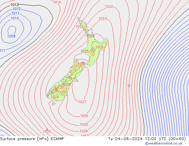 Luchtdruk (Grond) ECMWF di 04.06.2024 12 UTC