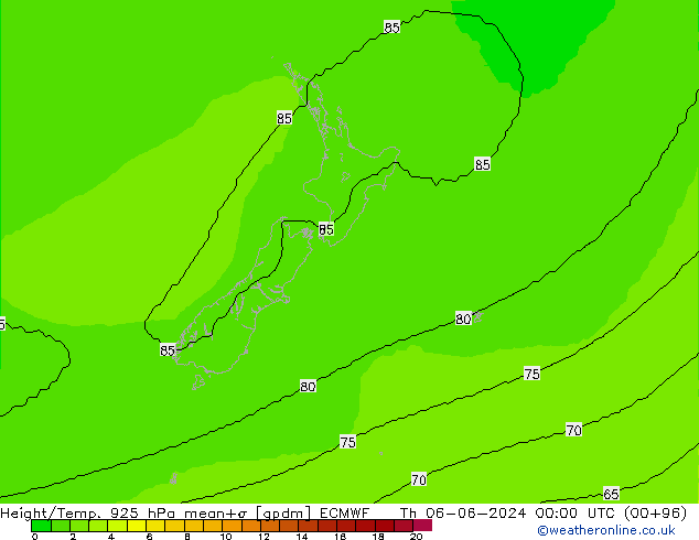 Yükseklik/Sıc. 925 hPa ECMWF Per 06.06.2024 00 UTC