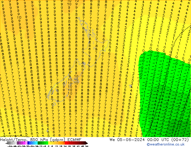 Height/Temp. 850 hPa ECMWF  05.06.2024 00 UTC