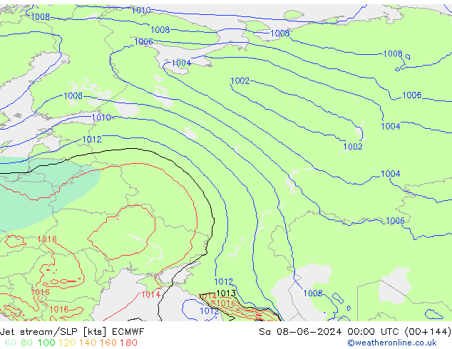 Straalstroom/SLP ECMWF za 08.06.2024 00 UTC