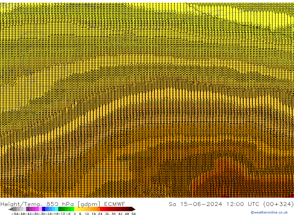 Height/Temp. 850 hPa ECMWF Sa 15.06.2024 12 UTC