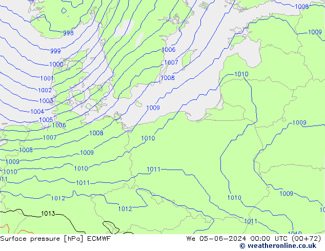 Pressione al suolo ECMWF mer 05.06.2024 00 UTC