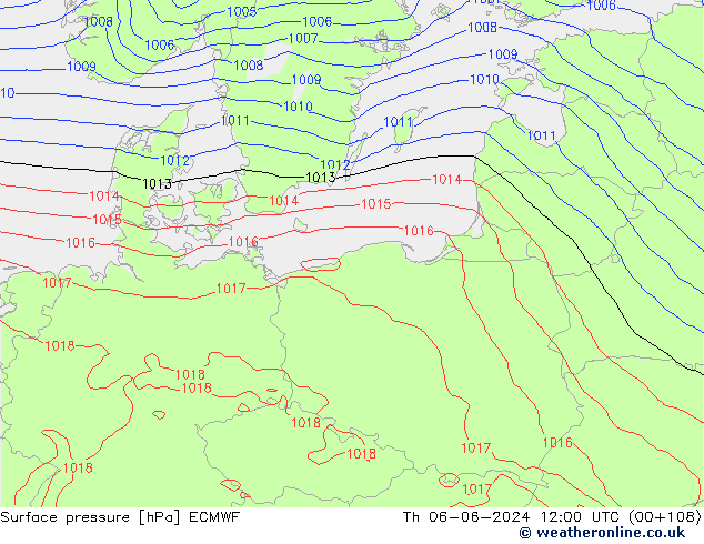 Luchtdruk (Grond) ECMWF do 06.06.2024 12 UTC