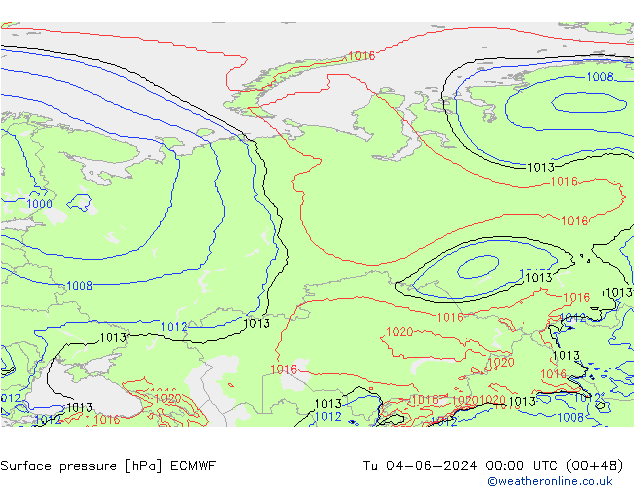 Presión superficial ECMWF mar 04.06.2024 00 UTC