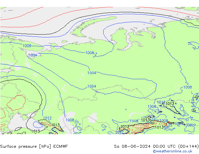 Surface pressure ECMWF Sa 08.06.2024 00 UTC