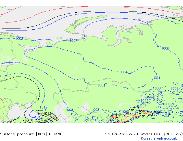 pressão do solo ECMWF Sáb 08.06.2024 06 UTC