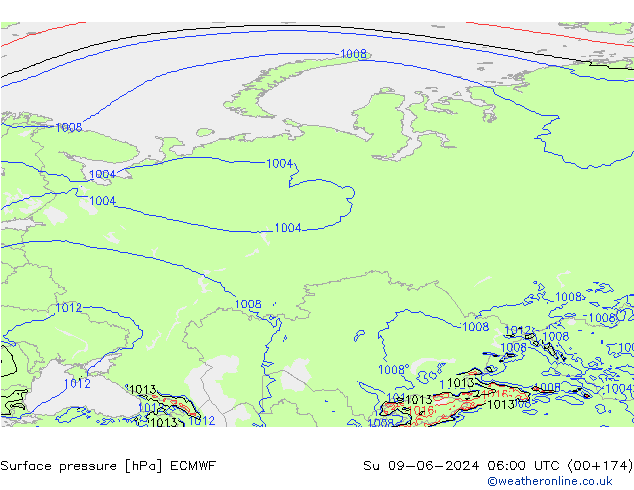 Surface pressure ECMWF Su 09.06.2024 06 UTC