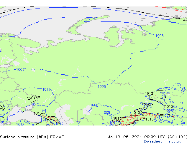 pressão do solo ECMWF Seg 10.06.2024 00 UTC