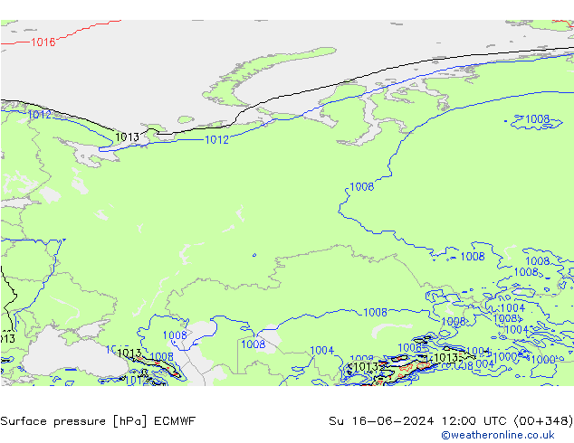 Pressione al suolo ECMWF dom 16.06.2024 12 UTC