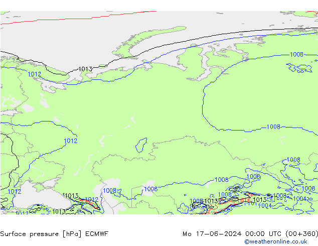 Surface pressure ECMWF Mo 17.06.2024 00 UTC