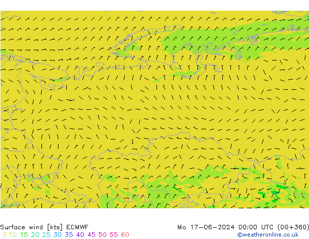 Vent 10 m ECMWF lun 17.06.2024 00 UTC