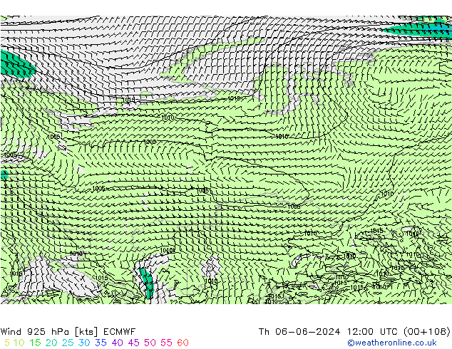 Wind 925 hPa ECMWF Th 06.06.2024 12 UTC