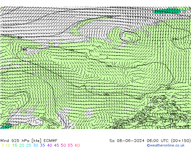 Wind 925 hPa ECMWF Sa 08.06.2024 06 UTC