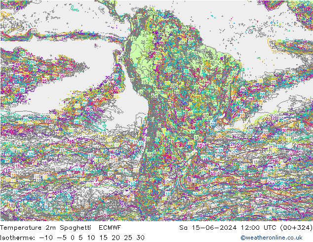 Temperatuurkaart Spaghetti ECMWF za 15.06.2024 12 UTC
