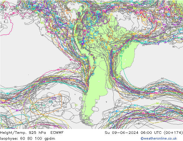 Height/Temp. 925 hPa ECMWF Su 09.06.2024 06 UTC