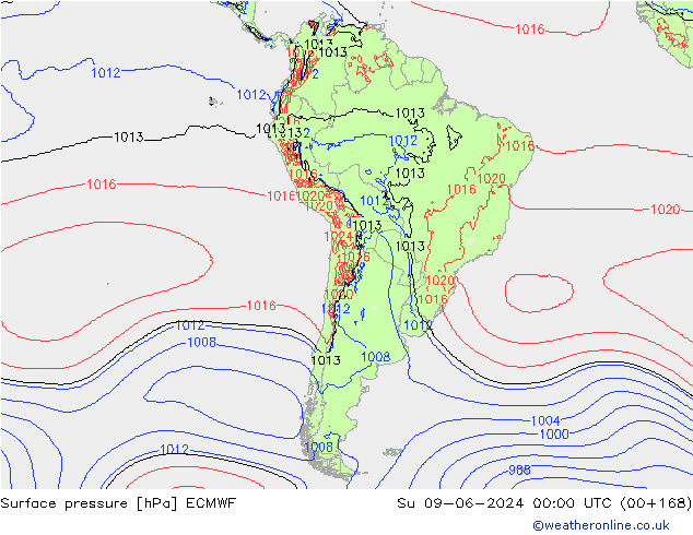 Luchtdruk (Grond) ECMWF zo 09.06.2024 00 UTC