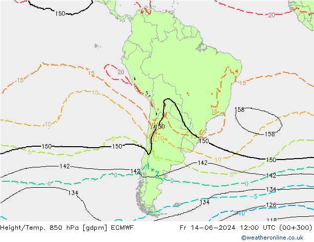 Height/Temp. 850 hPa ECMWF pt. 14.06.2024 12 UTC