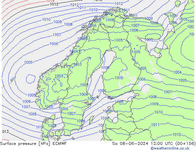 Luchtdruk (Grond) ECMWF za 08.06.2024 12 UTC