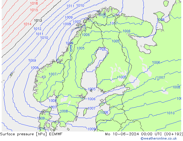 ciśnienie ECMWF pon. 10.06.2024 00 UTC