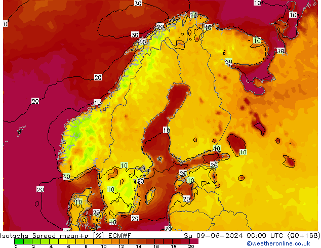 Isotachs Spread ECMWF Su 09.06.2024 00 UTC