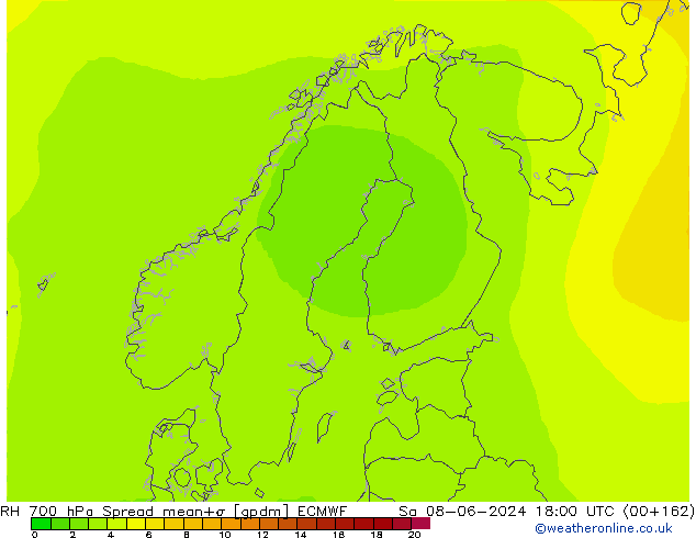 RV 700 hPa Spread ECMWF za 08.06.2024 18 UTC